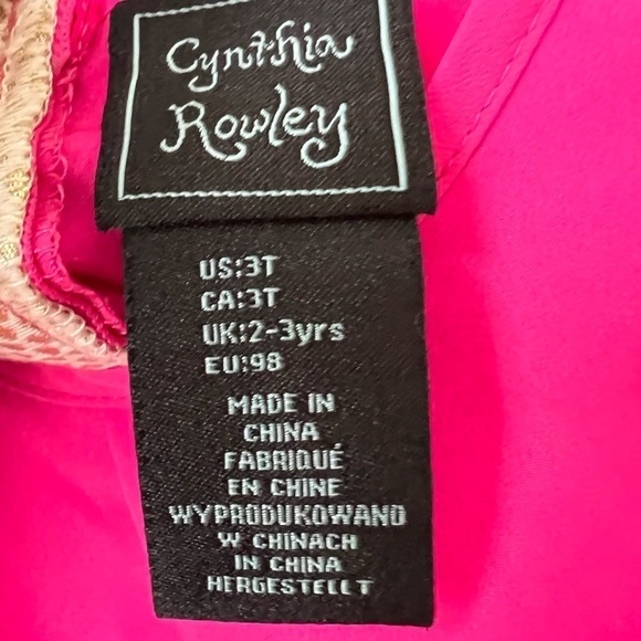 Cynthia Rowley Toddler Girls Pink Shirt with Gold Sleeves Size 3T - Picture 3 of 5
